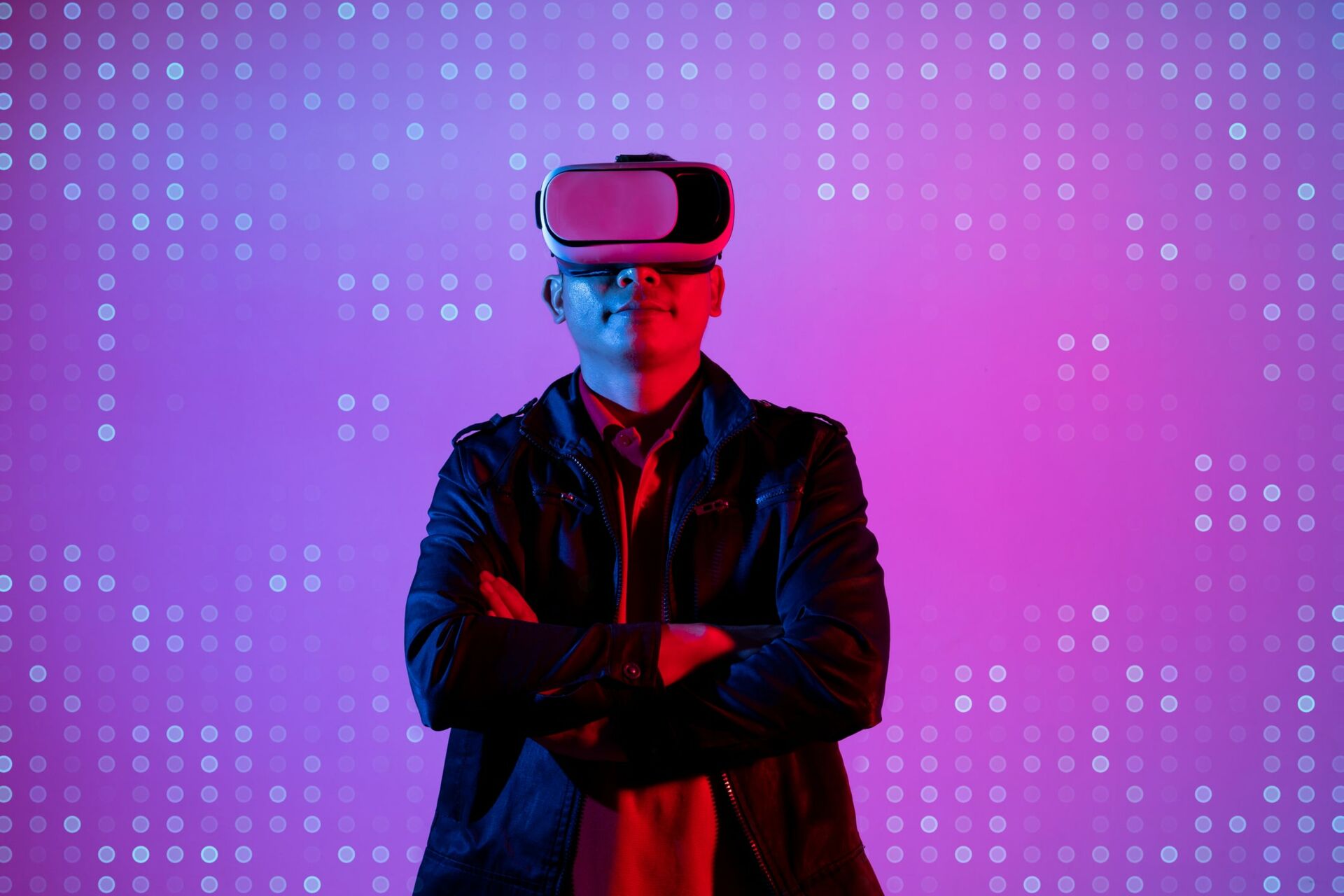 Person wearing smart glasses in a tech-enhanced event space Person wearing smart glasses in a tech-enhanced event space