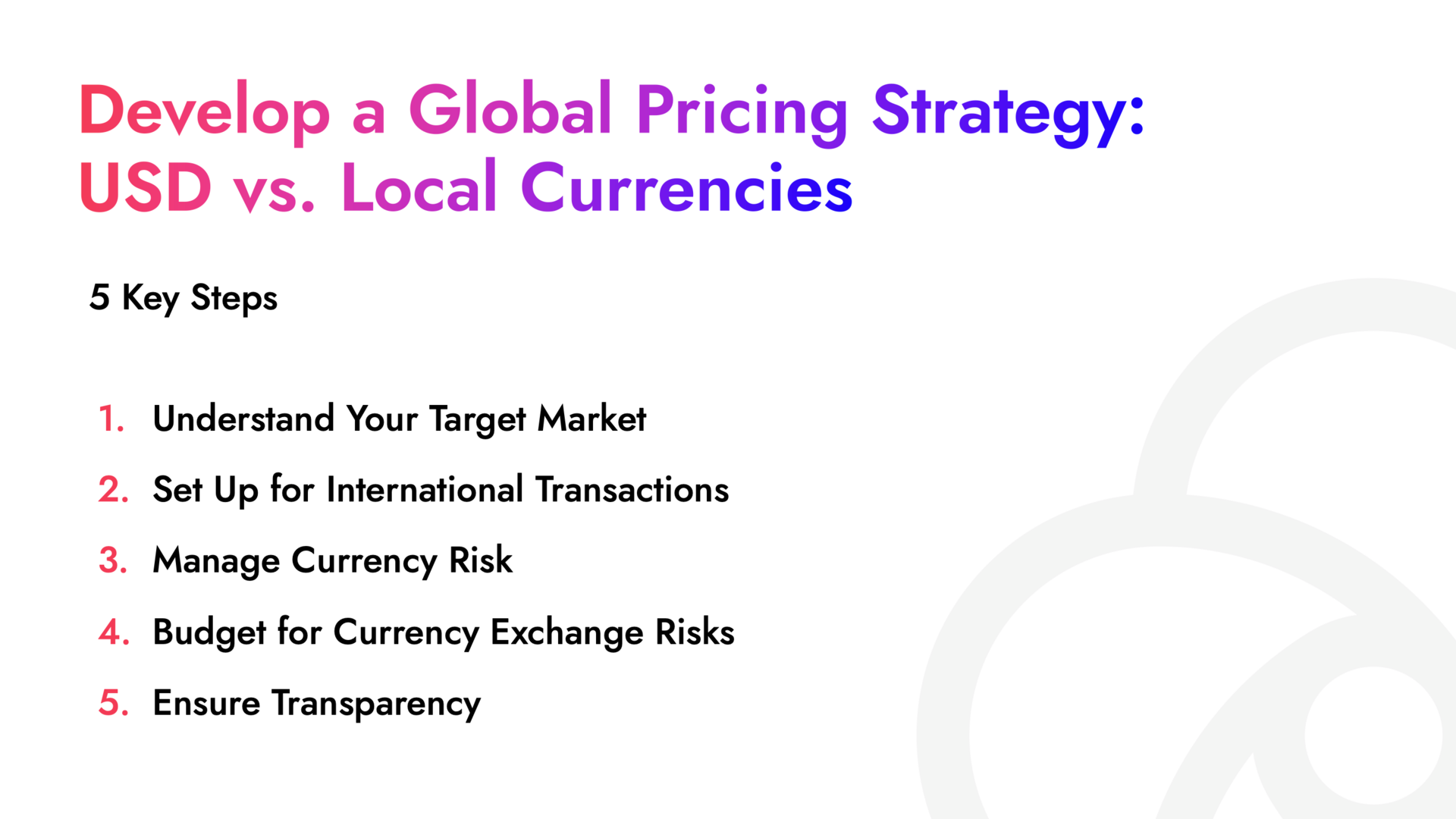 5 Develop a Global Pricing Strategy 5 Develop a Global Pricing Strategy